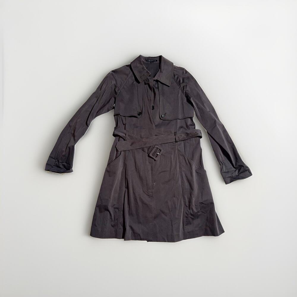 Vintage Theory MIRIA/DISCREET Belted Gray Mid-Length Trench Coat Womens Size M